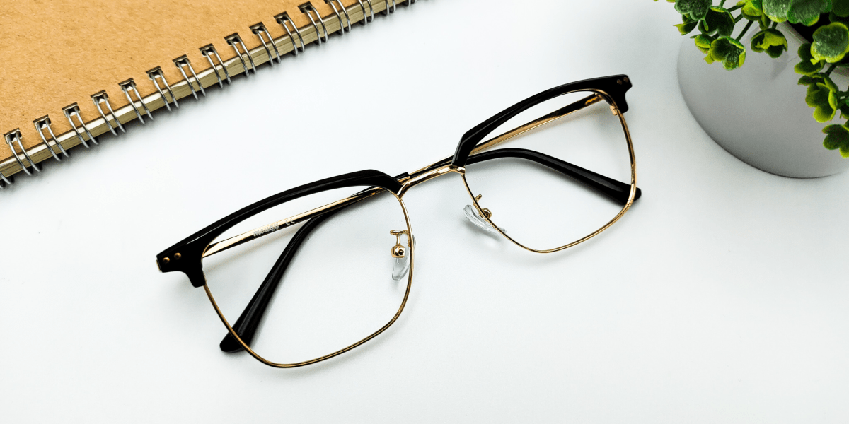 black frame browline glasses