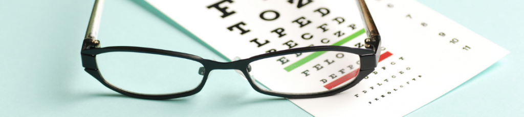 high prescription glasses on an eye chart