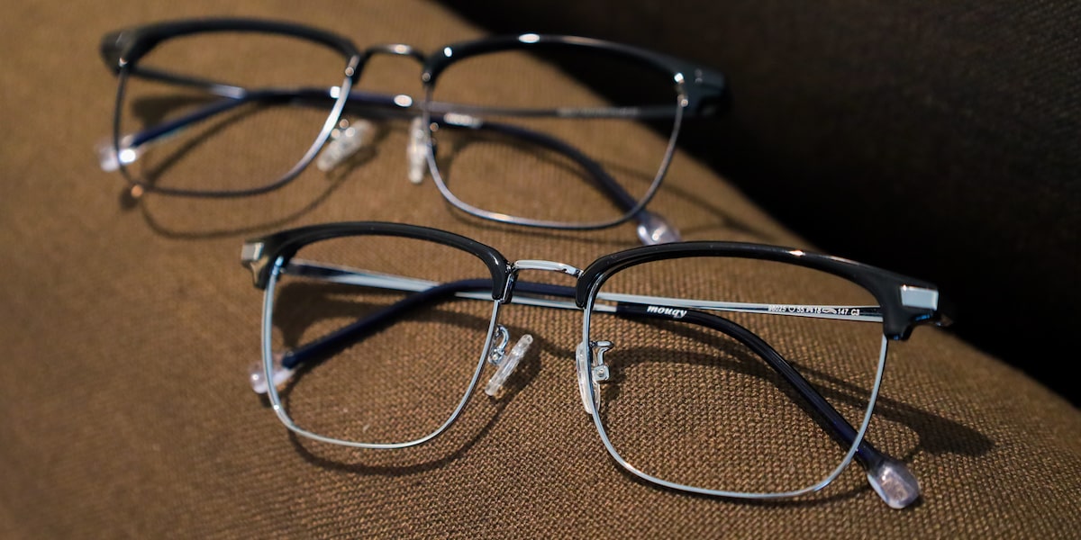 two pairs of rectangle glasses with black frame