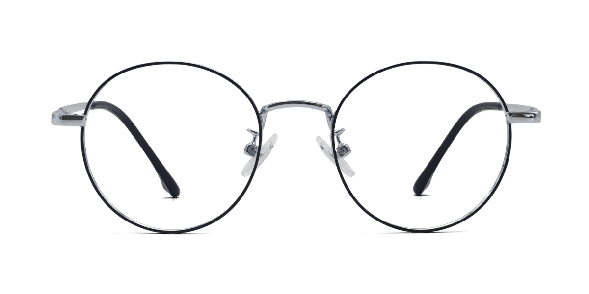 mouqy designer round black silver frame