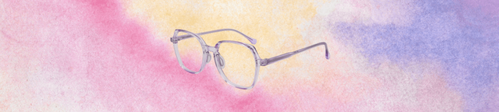 pastel glasses with pastel sky background