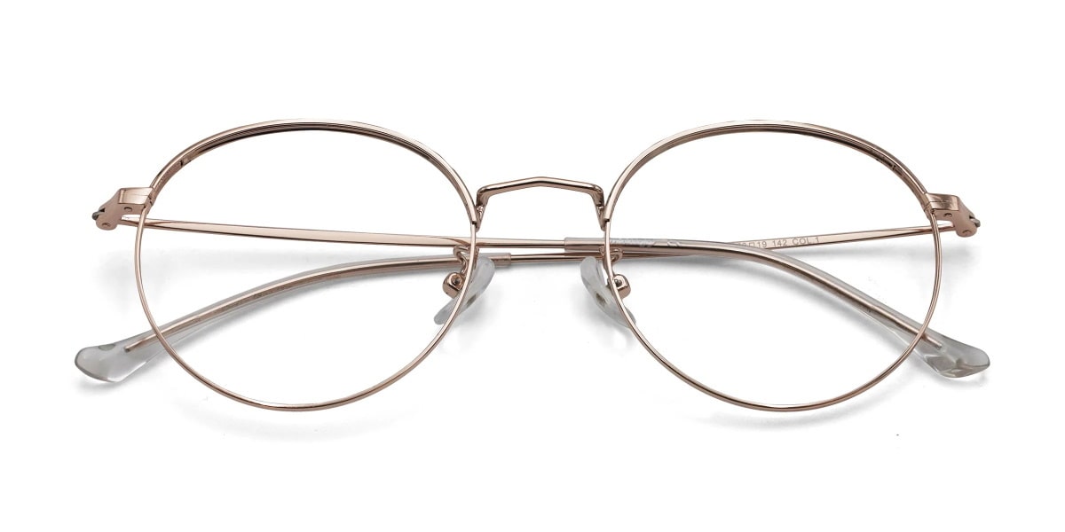 Abby Round Rose Gold eyeglasses frames top view