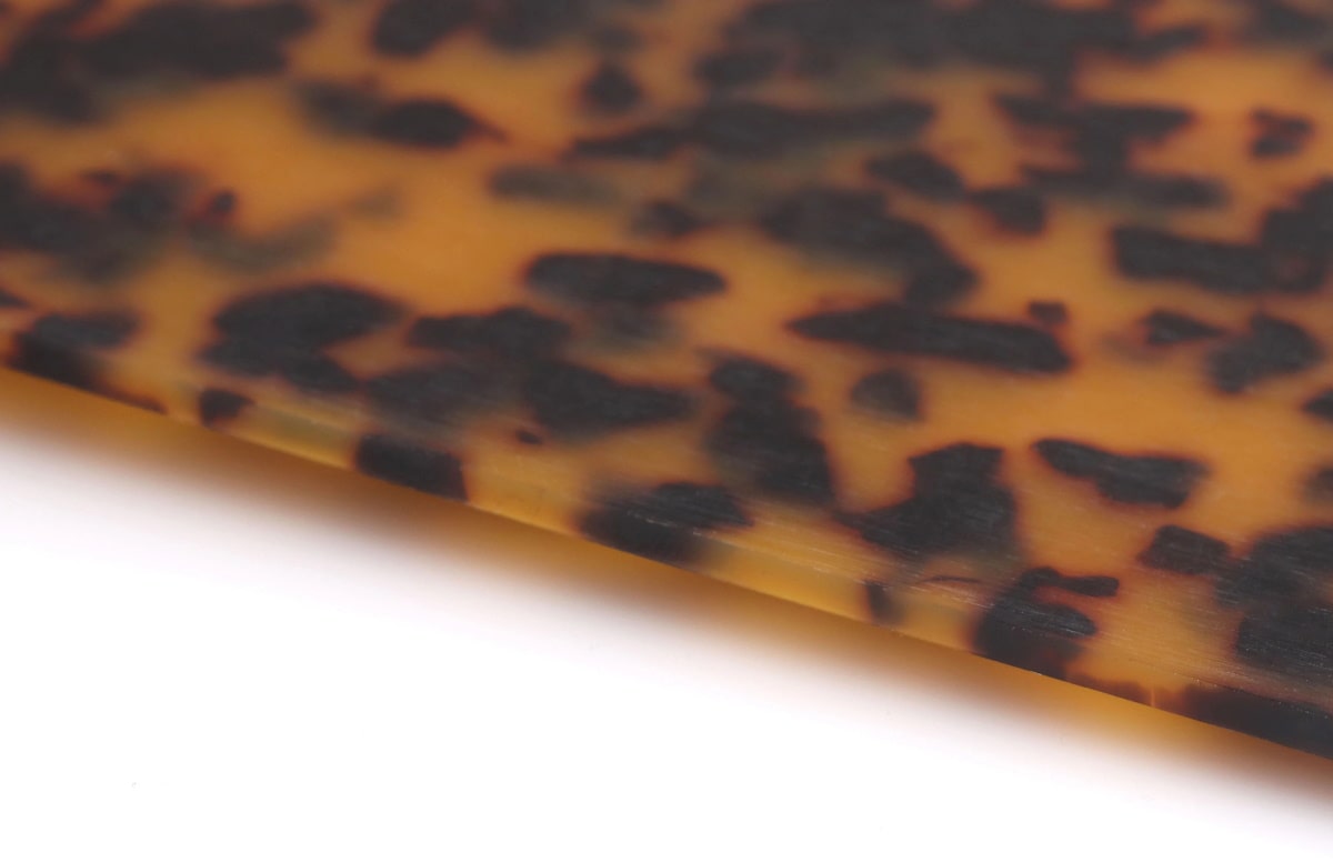 closeup of tortoise shell made from acetate chip