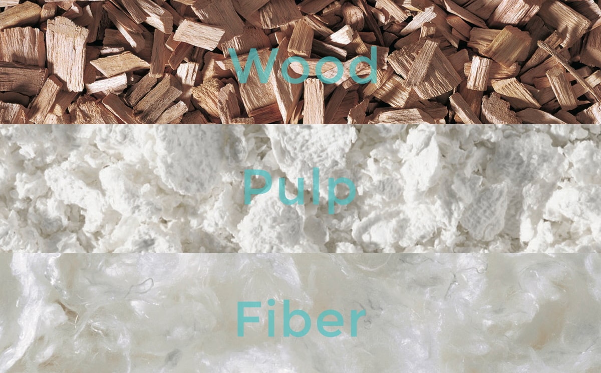 process of turning wood into pulp then to fiber to make acetate