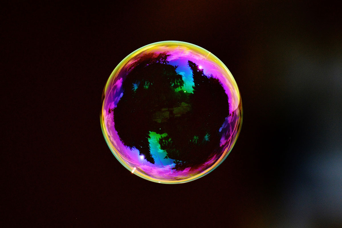 light reflection on a soap bubble