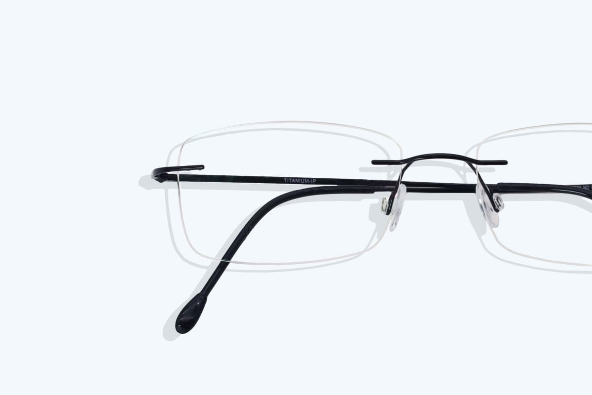 dapper rimless glasses with rectangle frame