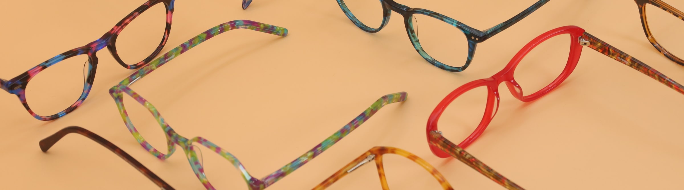 glasses frames of assorted colors