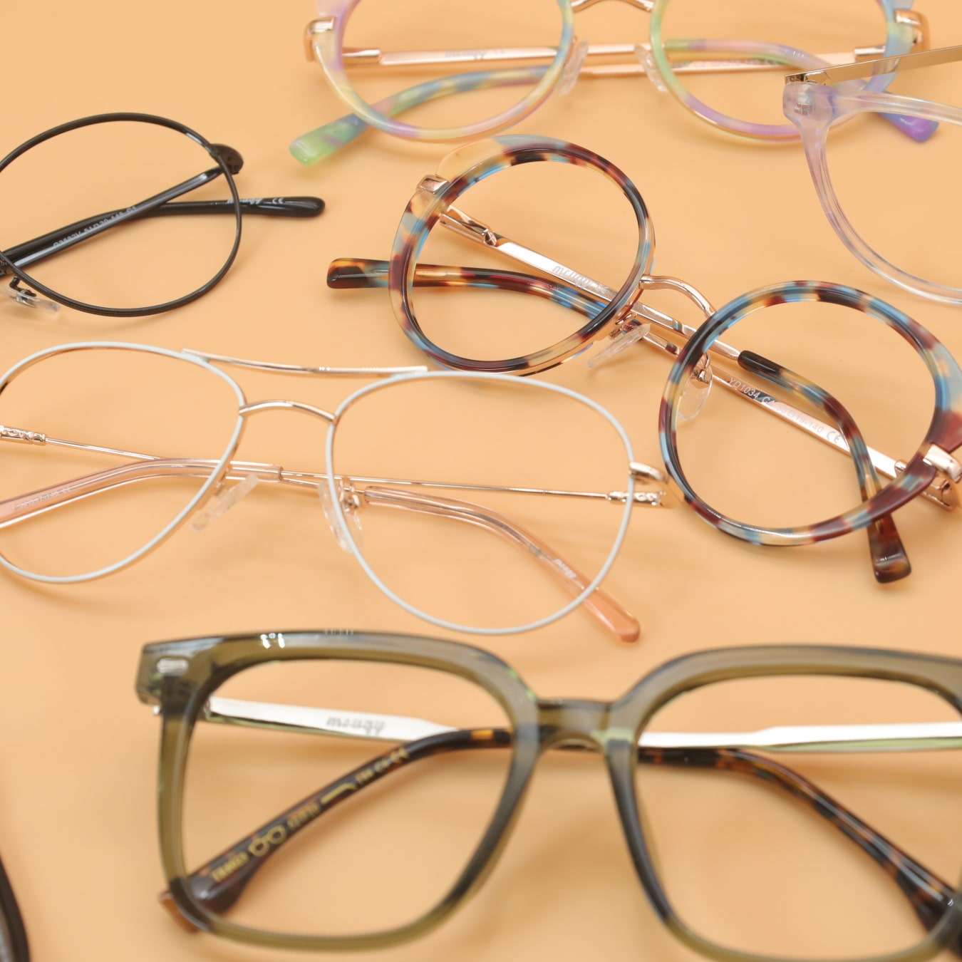 glasses frames of assorted materials