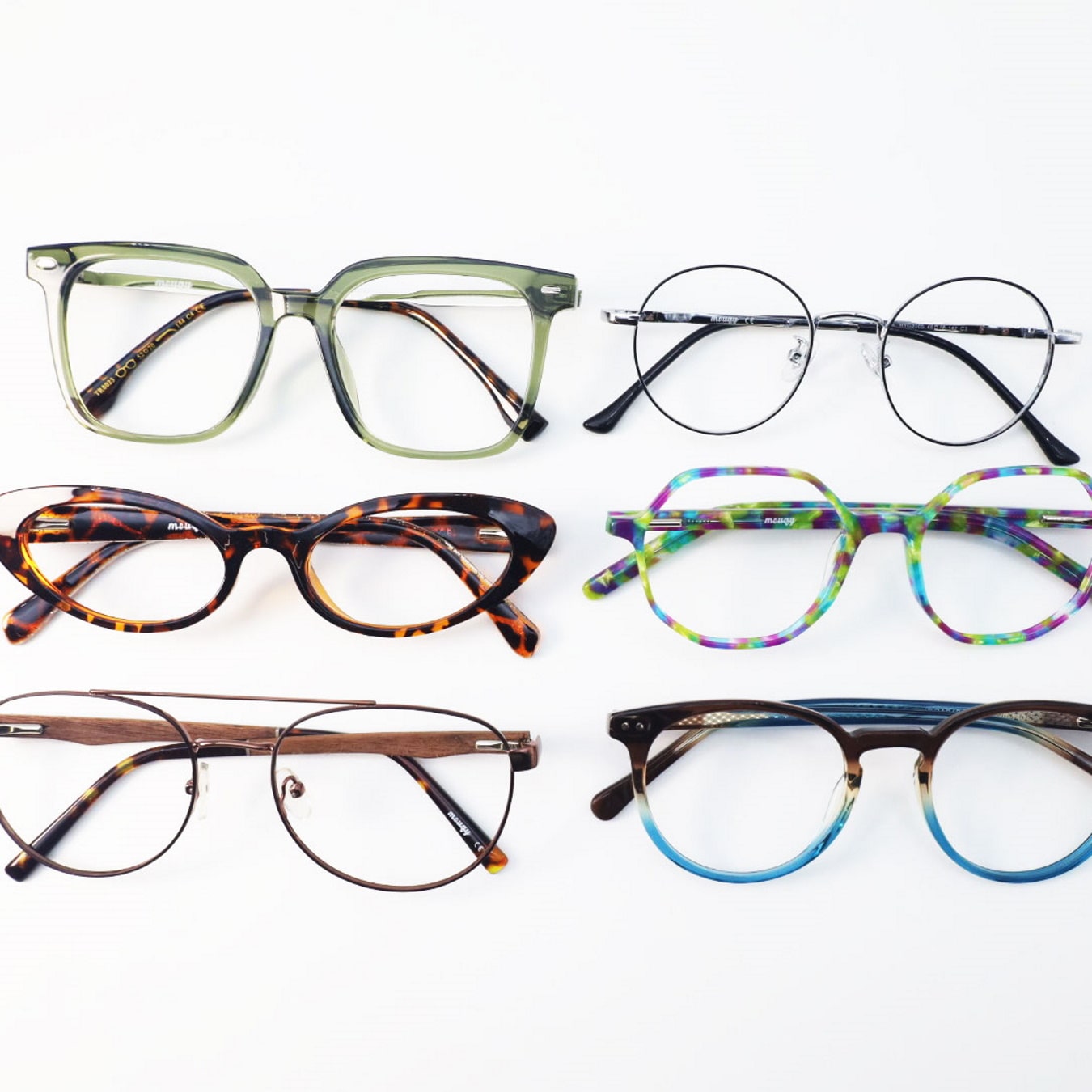 6 pairs of glasses in assorted styles