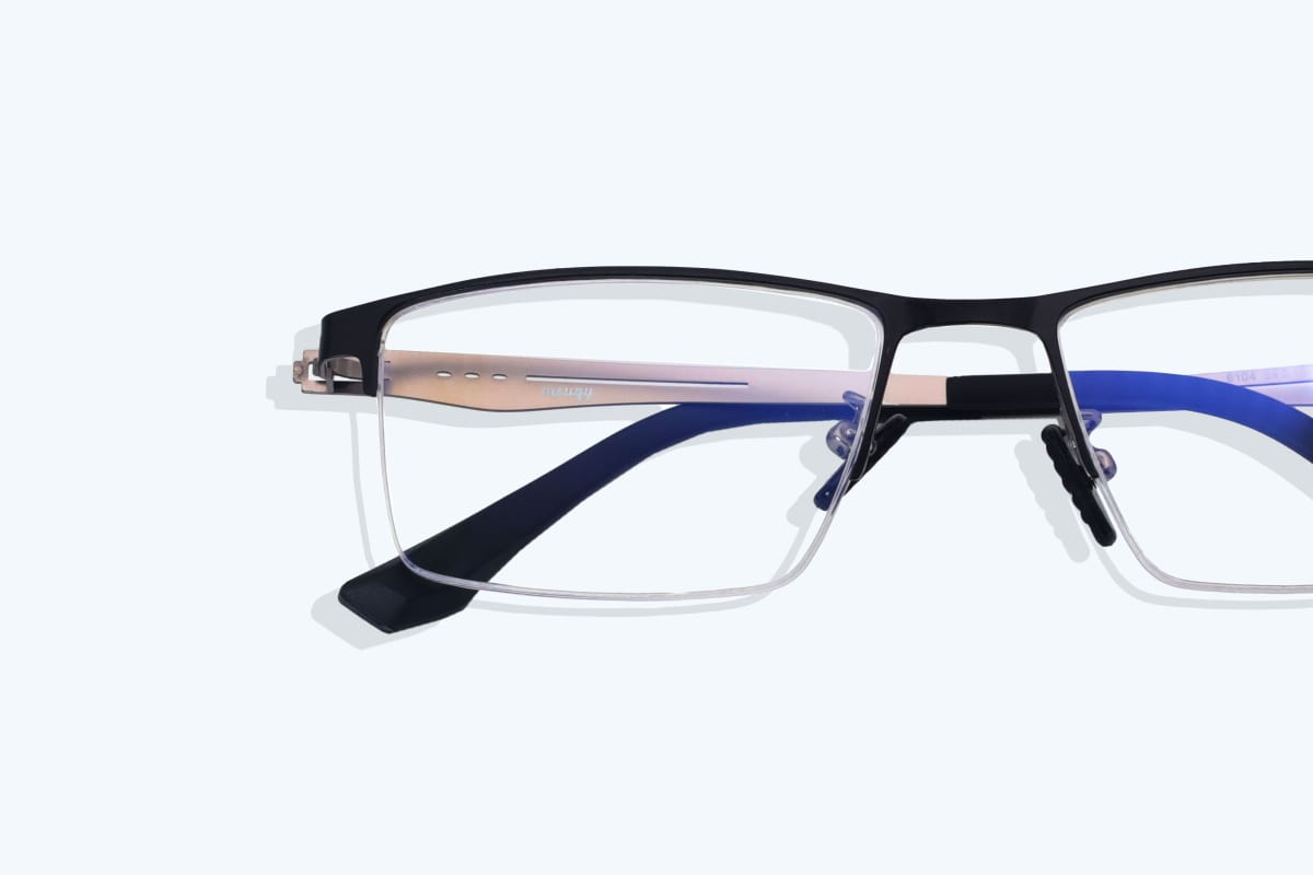 lex semi rimless glasses with rectangle frame