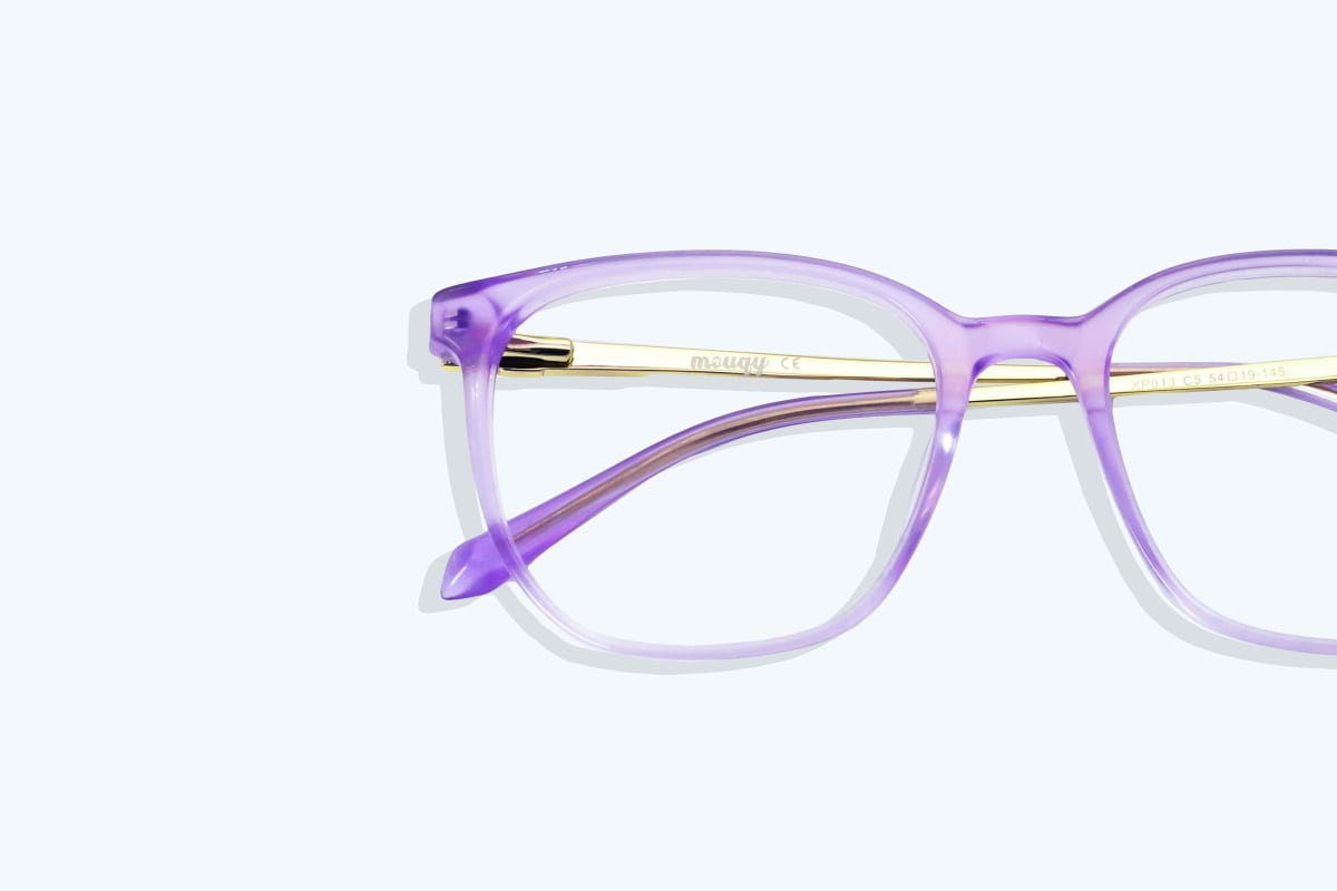 lovey purple glasses with square frame