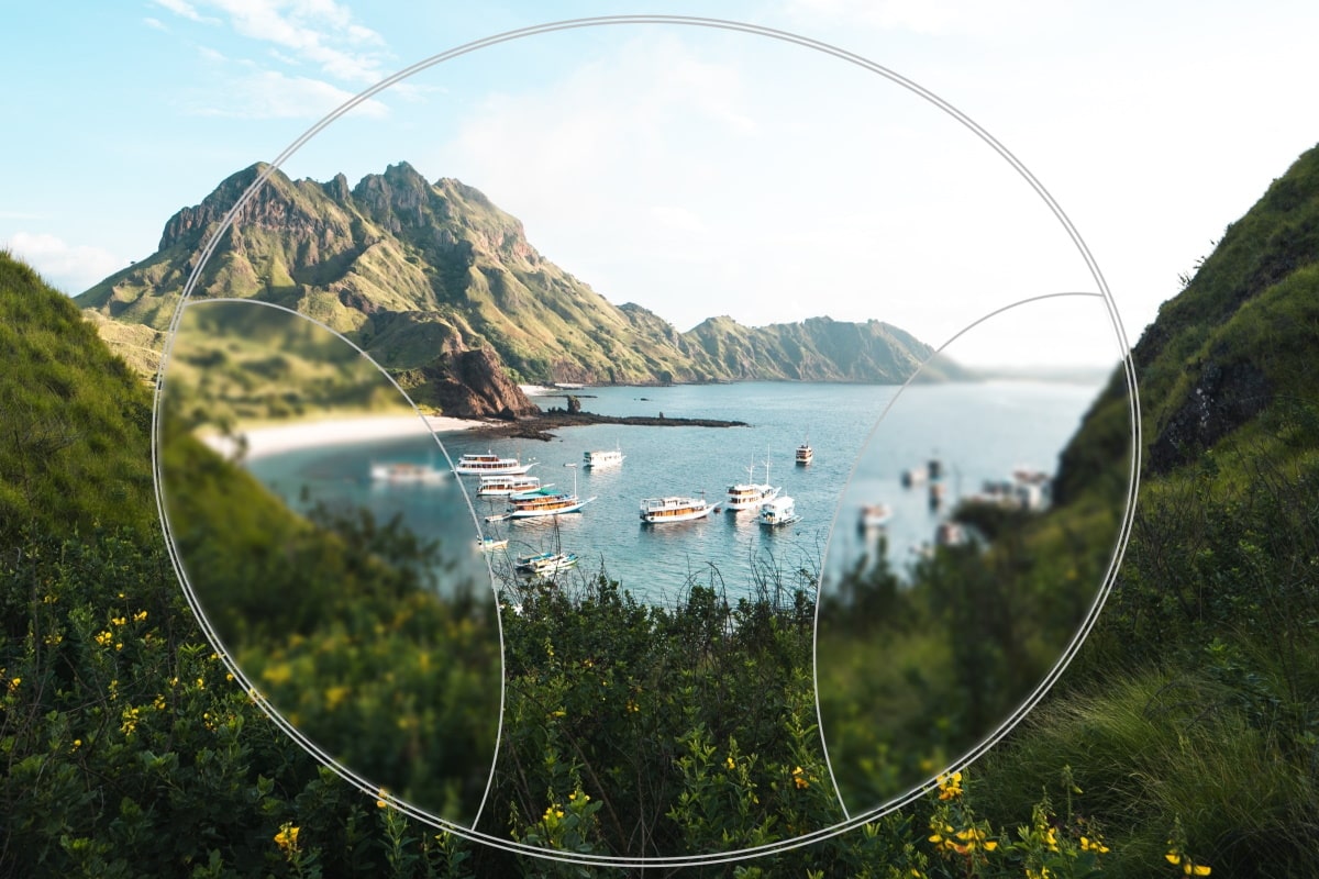 an illustration of how progressive lens work at all distances with slight distortion at both sides of the lens