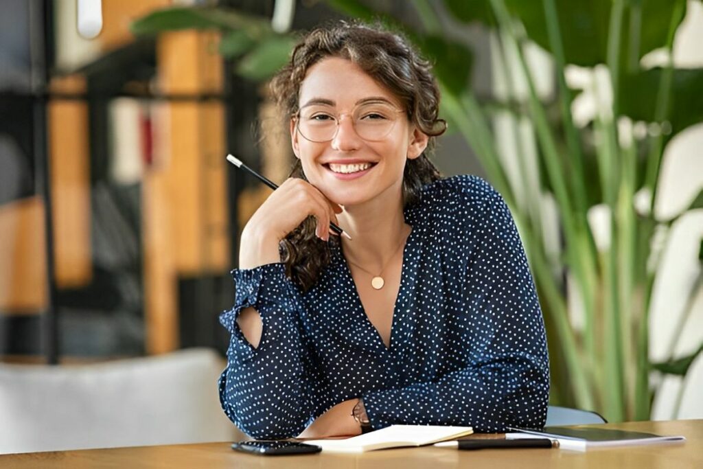 woman smiling to camera