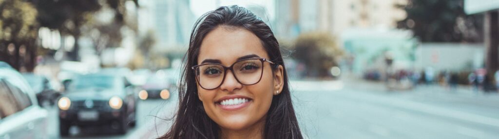 woman with a big nose wearing eyeglasses