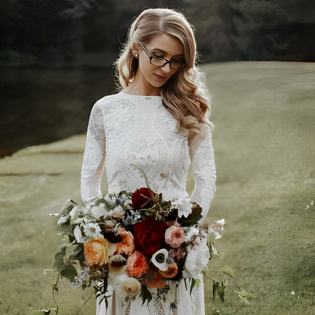 gorgeous bride wearing a pair of eyeglasses