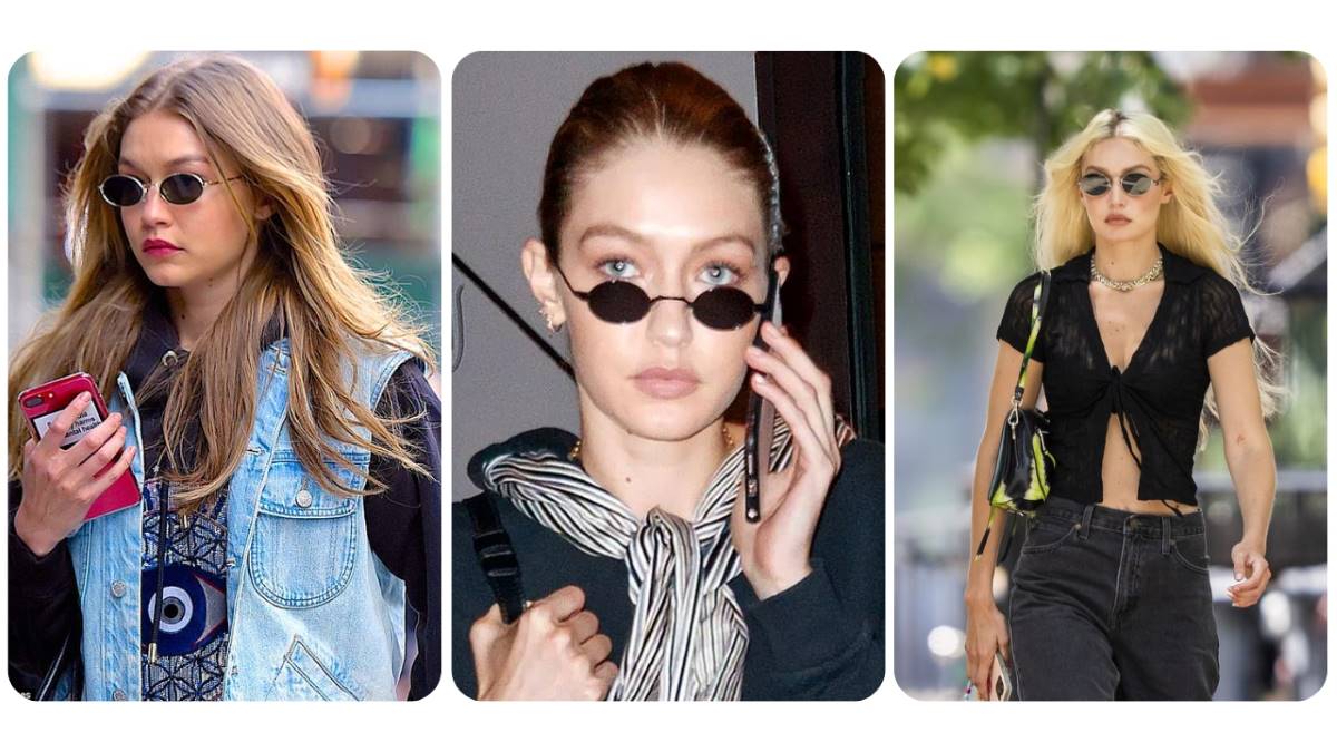 gigi hadid wearing oval sunglasses in public multiple times