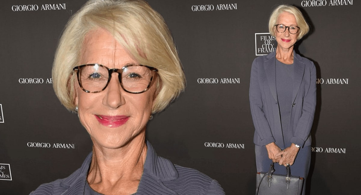 helen mirren wearing a pair of tortoise shell glasses