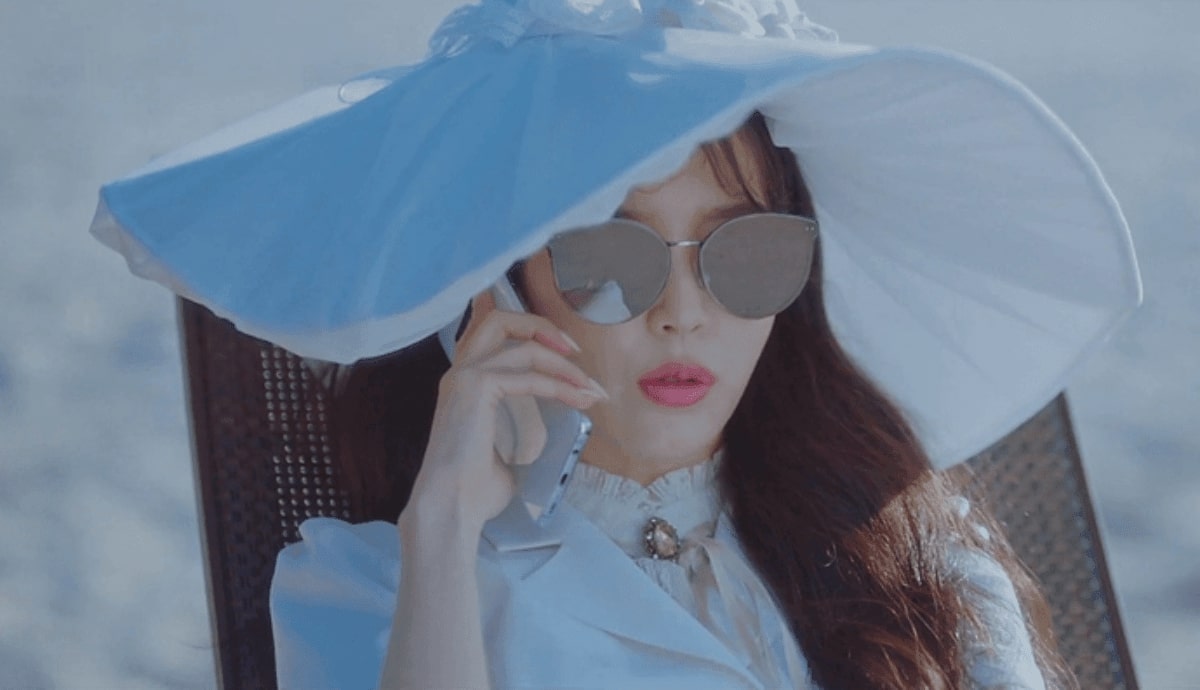 iu wearing a pair of cat eye sunglasses in hotel de luna