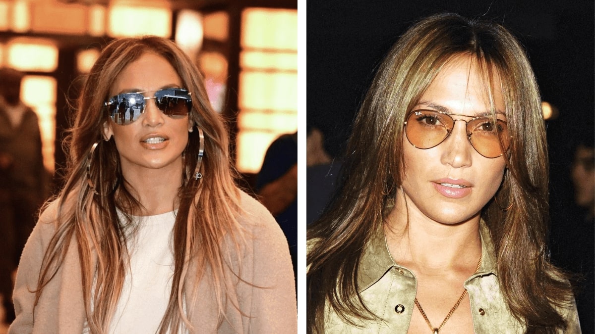 jennifer lopez wearing a pair of aviator glasses