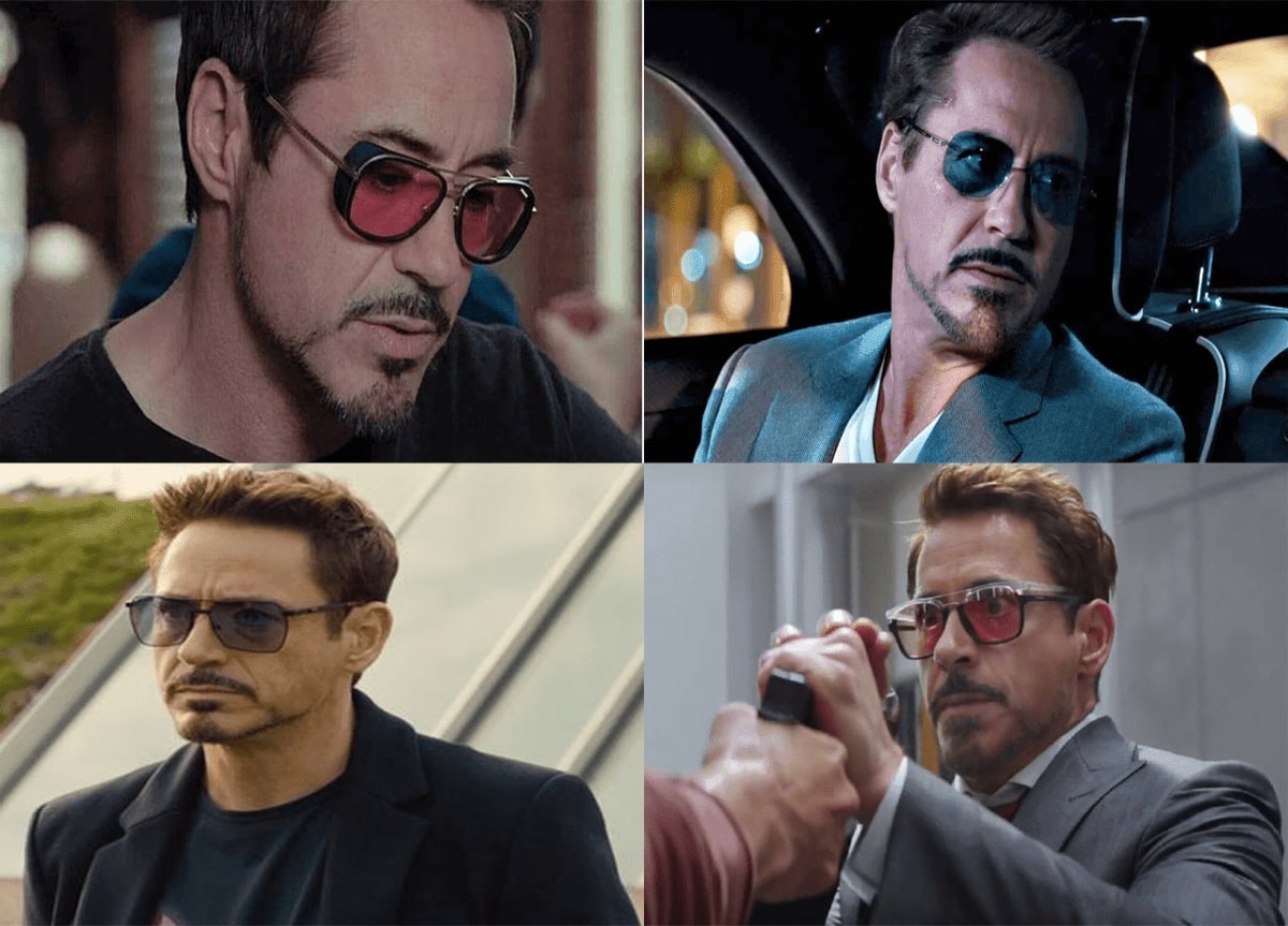 tony stark glasses throughout the marvel series