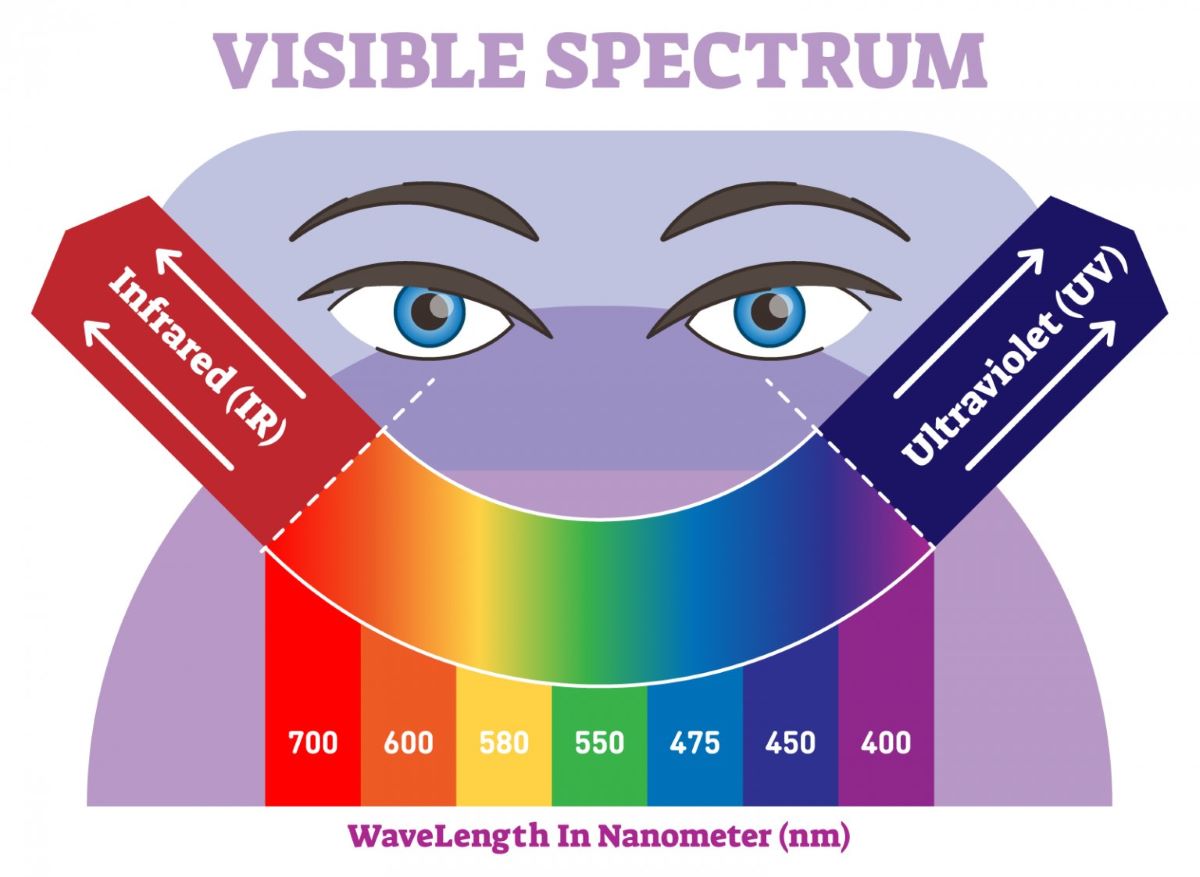 visible spectrum colours wavelength ranges