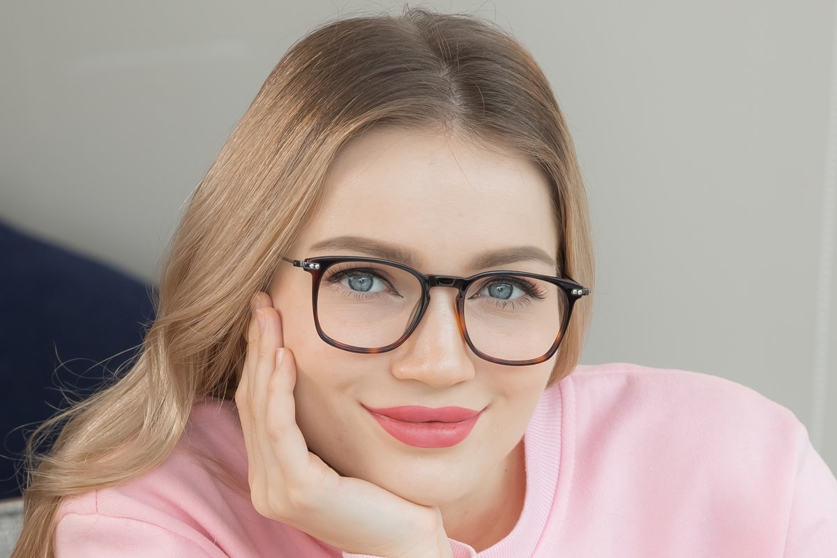woman wearing a pair of glasses with keyhole bridge