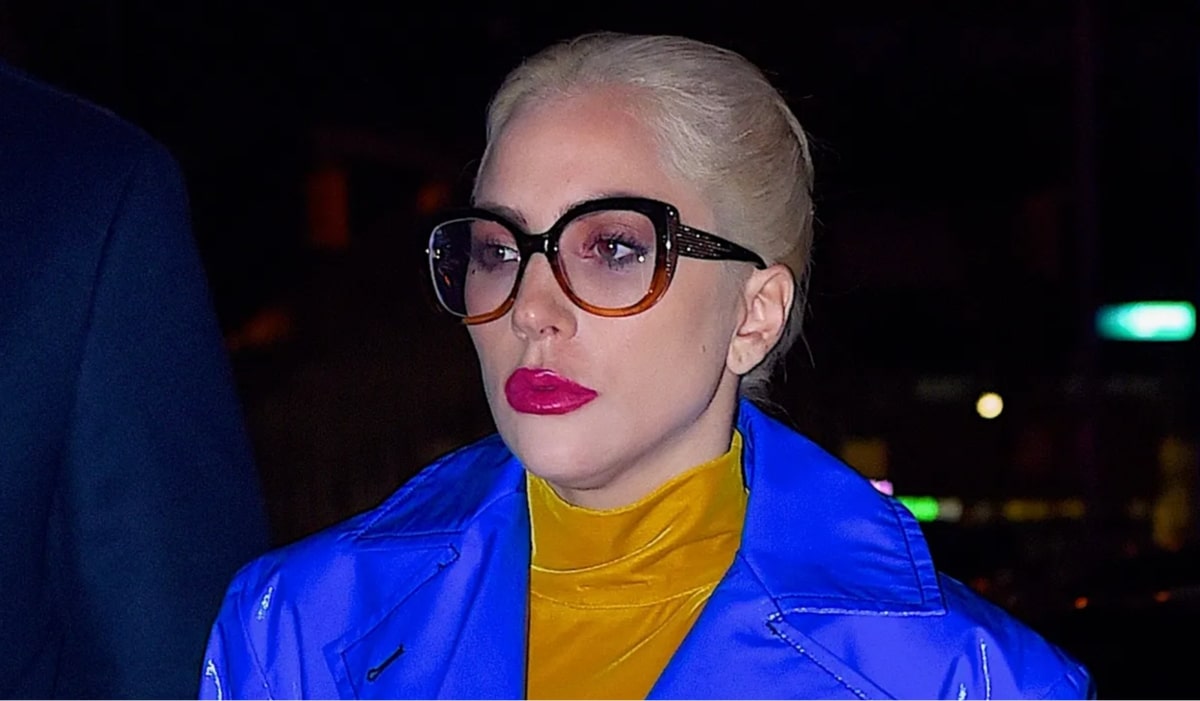 lady gaga wearing a pair of oversized tortoiseshell glasses