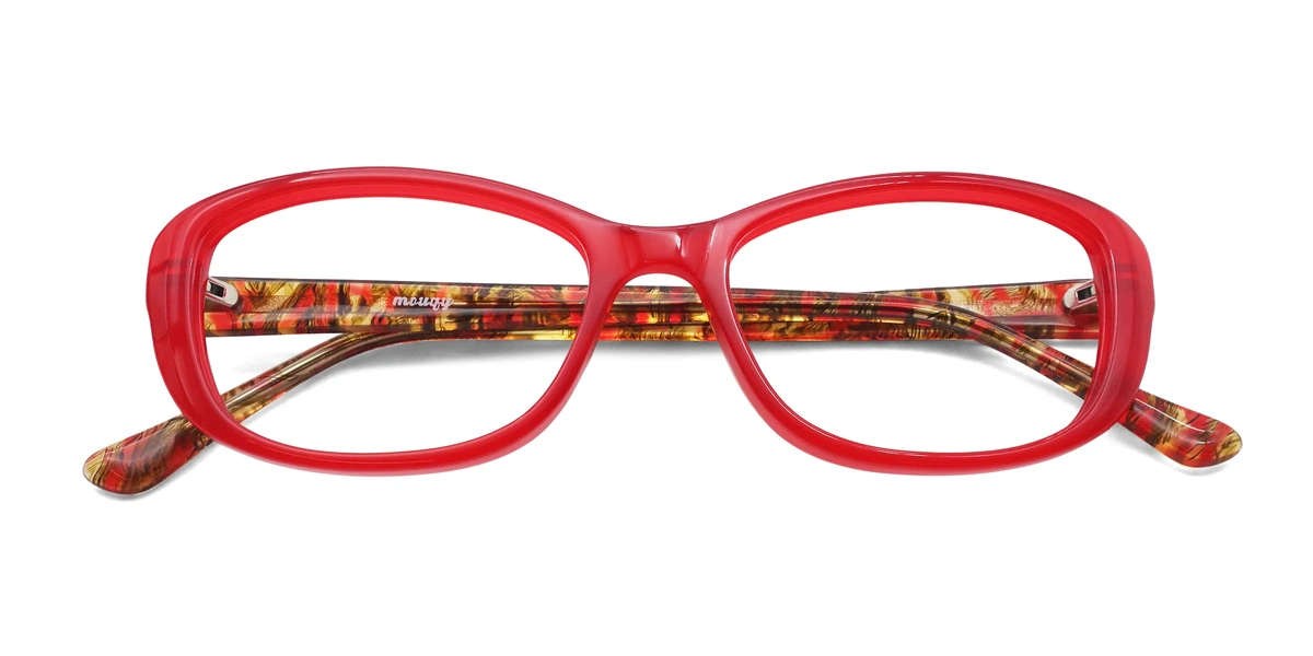 laura rectangle red glasses frame top view