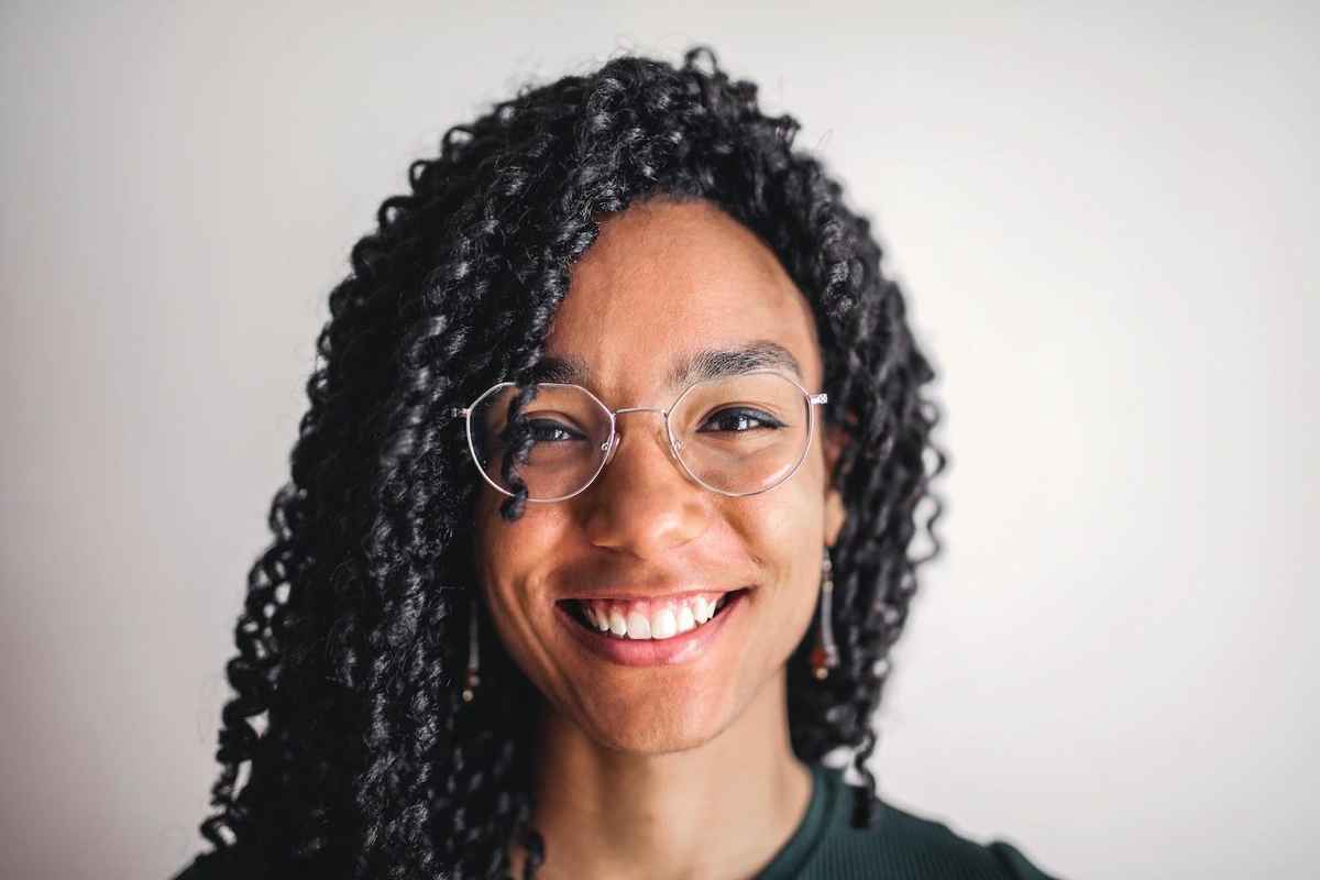 woman wearing a pair of thin glasses frame