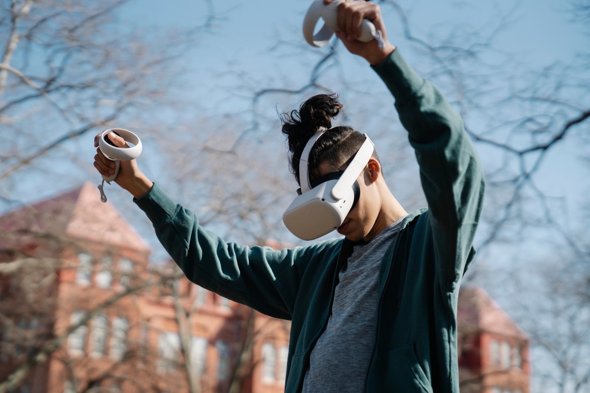 man wearing vr headset