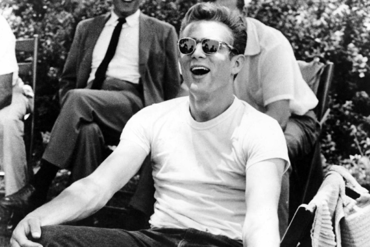 james dean wears a pair of square wayfarer for the preppy aesthetic