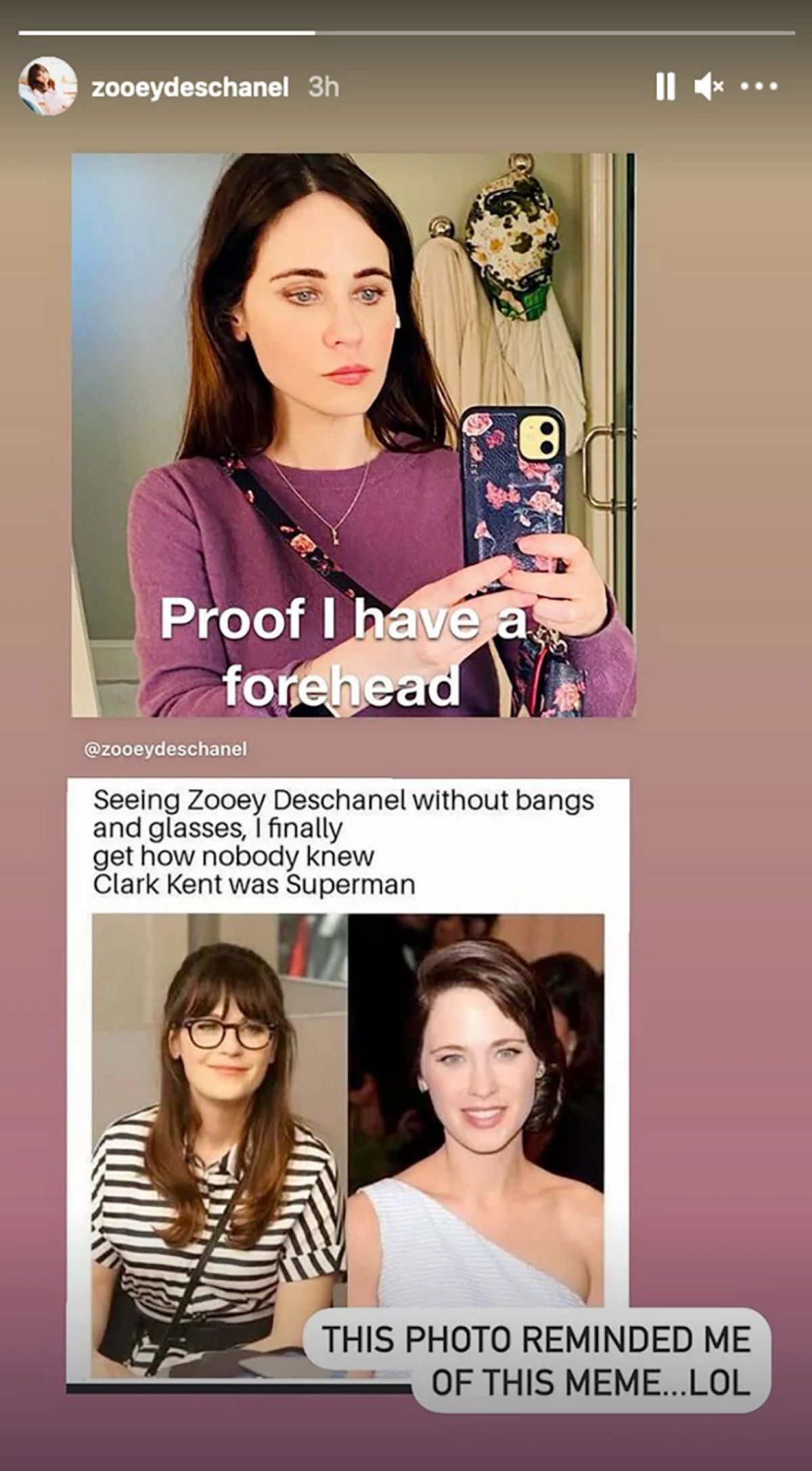 Zooey Deschanel reaction post about a meme poking fun at her