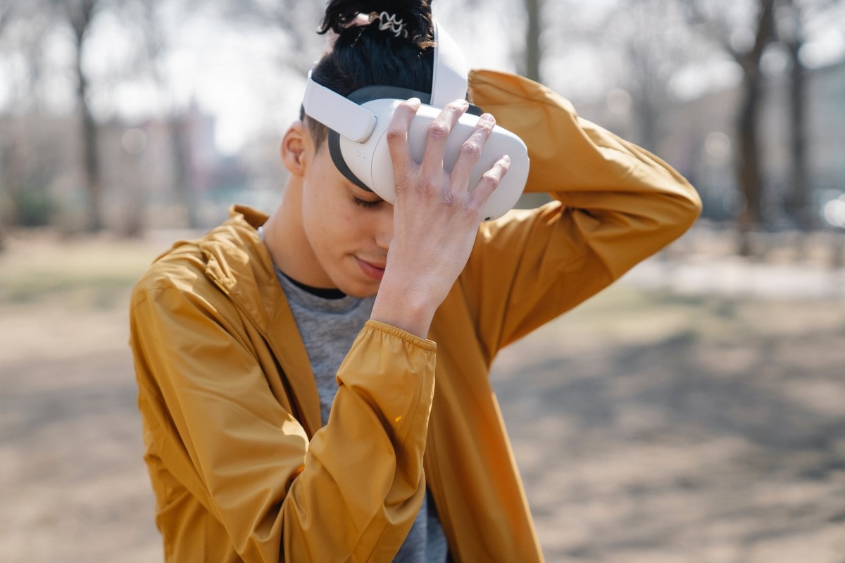 man wearing a vr headset