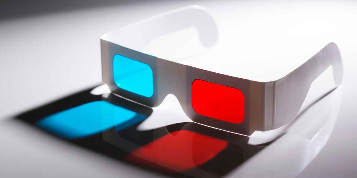 a pair of anaglyph 3d glasses