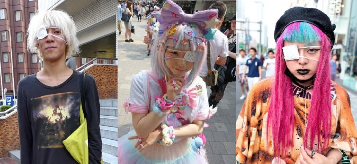 japanese youth wearing eyepatches for cosplaying