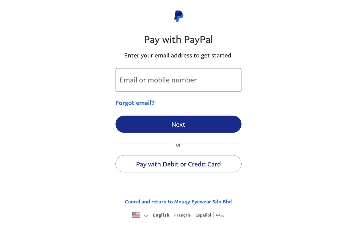 paypal express login page