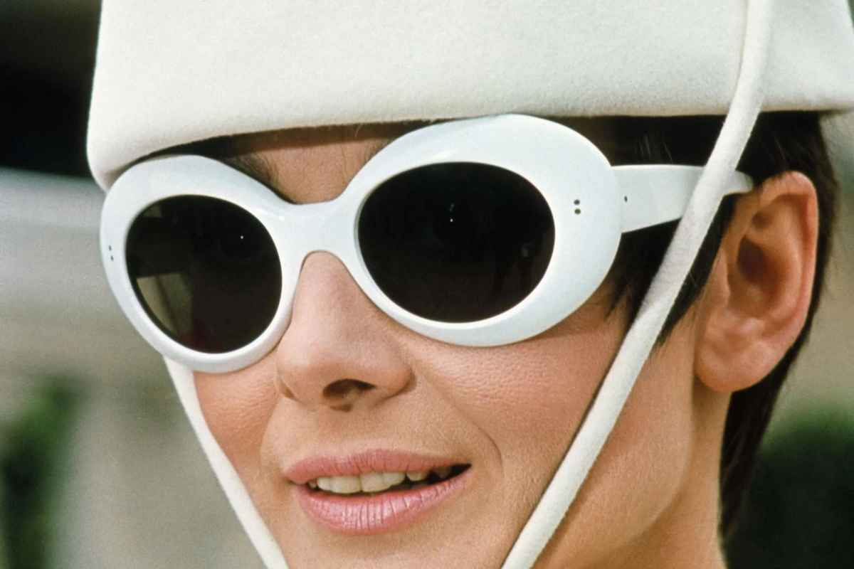 audrey hepburn wears white sunglasses