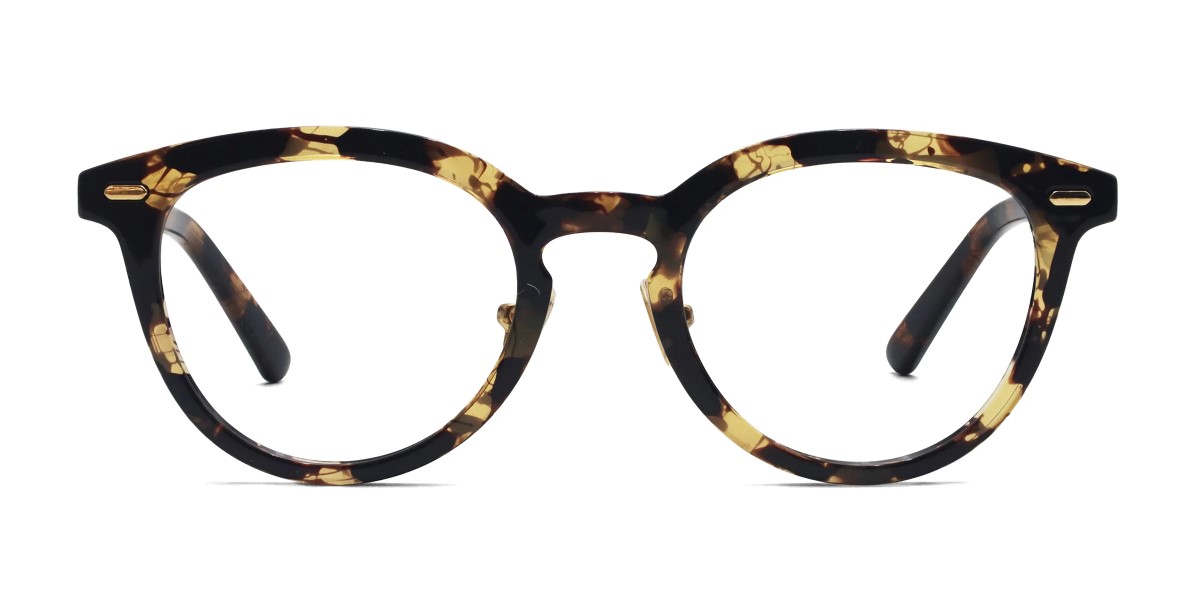 bay oval yellow tortoise glasses frames front view