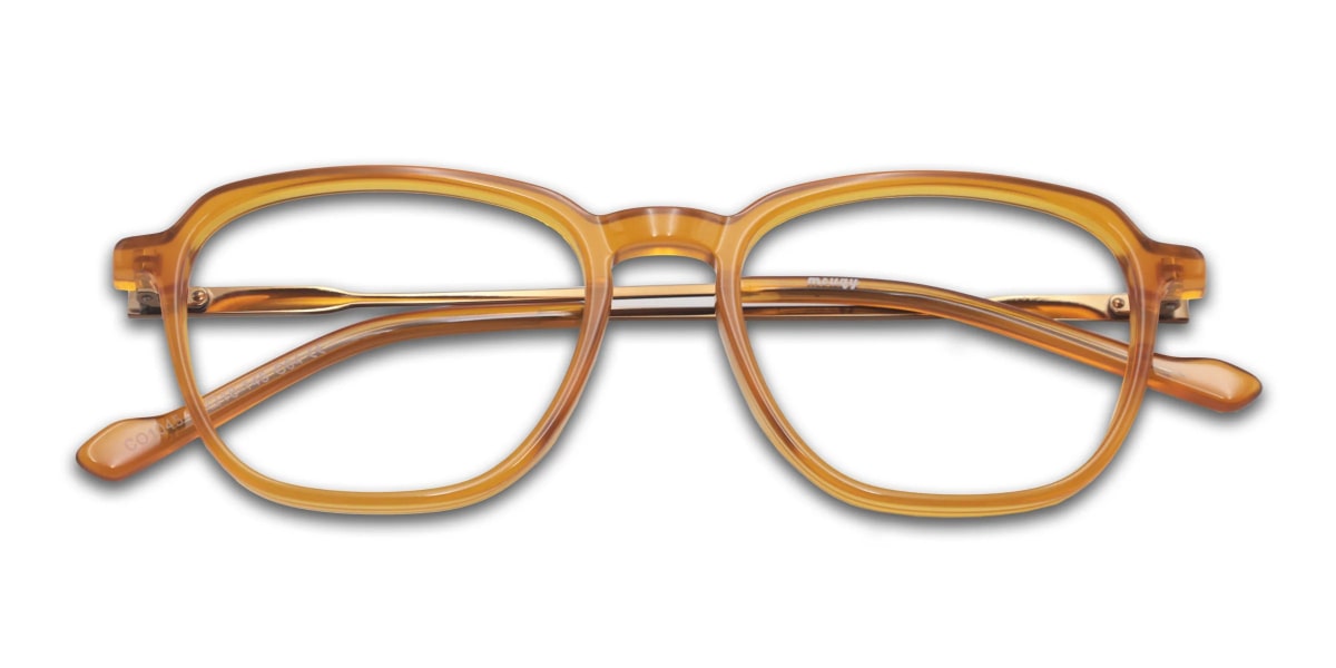 billie square orange eyeglasses frame top view