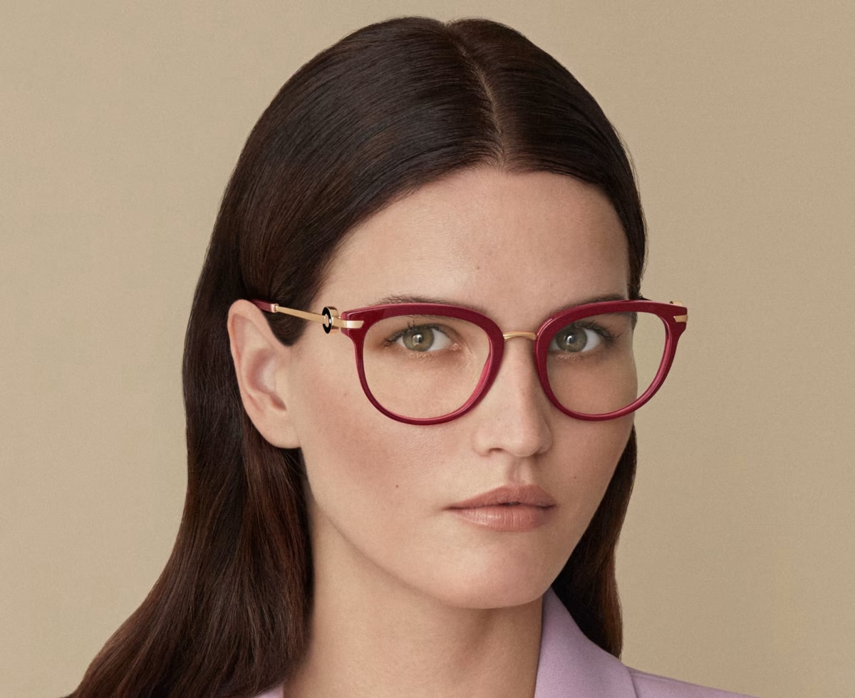woman wears bvlgari designer glasses frames