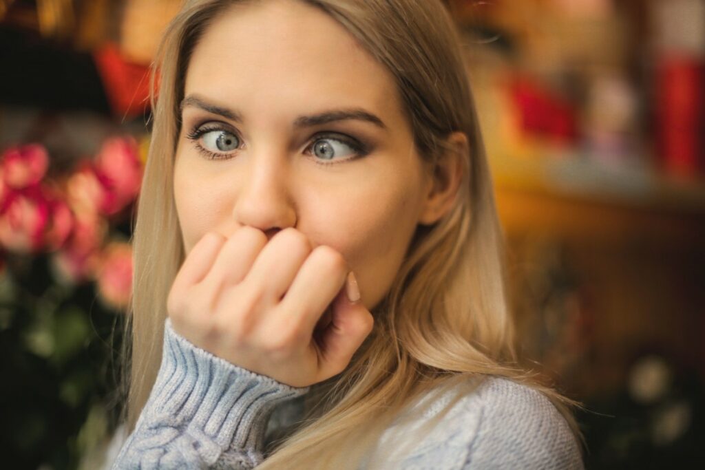 a woman with crossed eyes