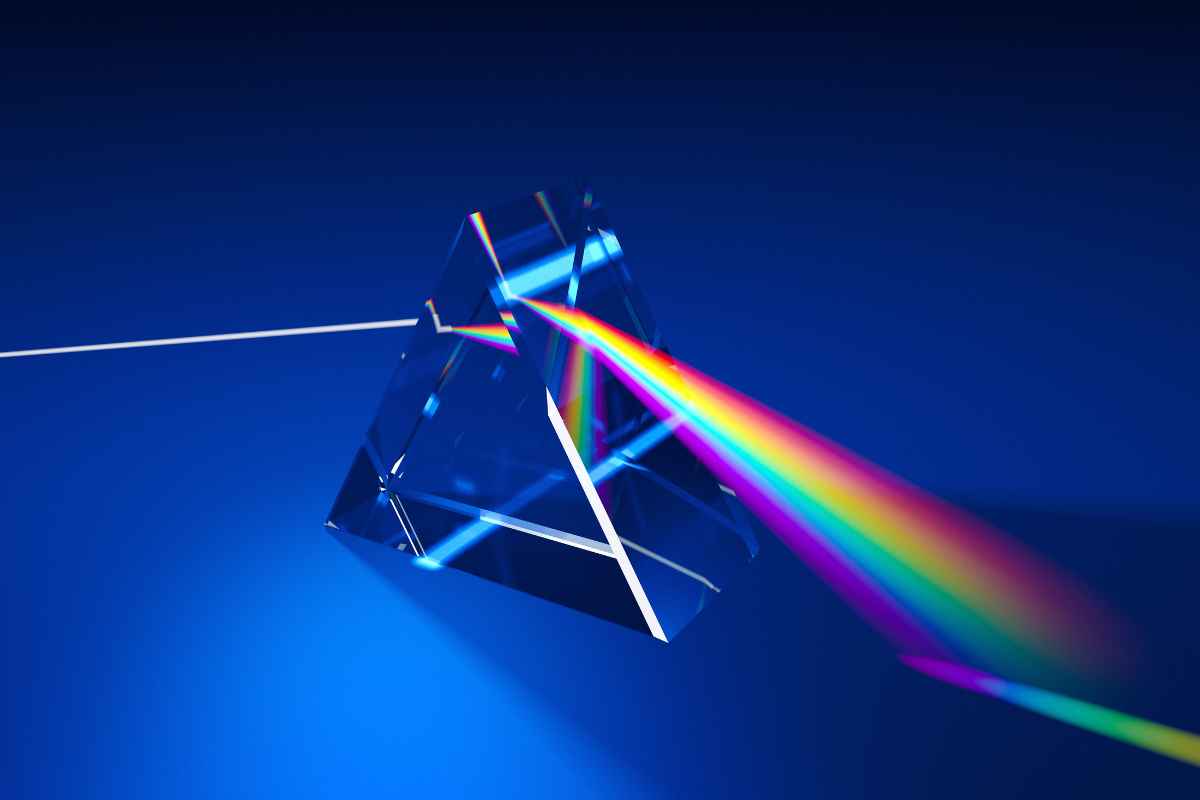 a prism disperse light beam into several visible spectrum of colors