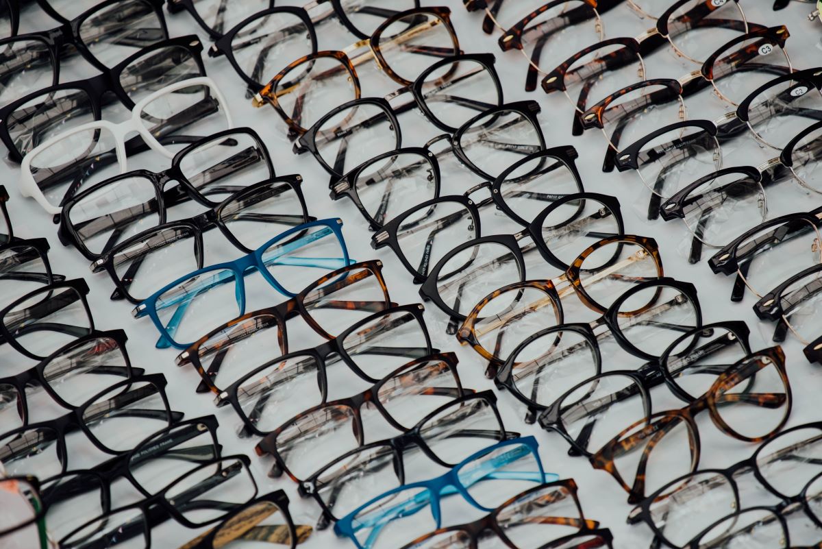 a flatlay of glasses frames