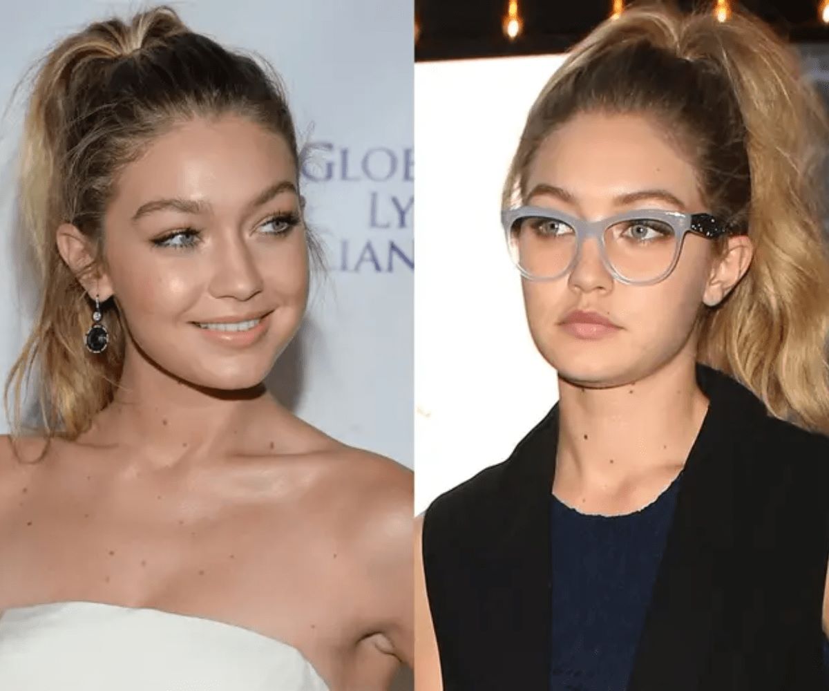 Gigi Hadid wearing minimalist eyeglasses