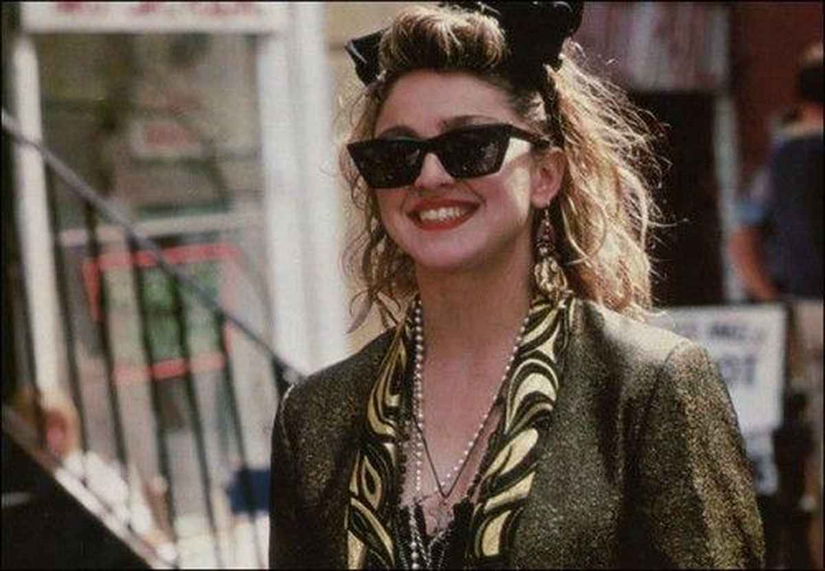 Madonna wears iconic ray ban aviators in the film Desperately Seeking Susan