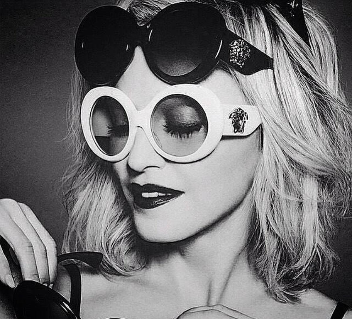 madonna wears versace glasses for the Spring Summer 2015 collection