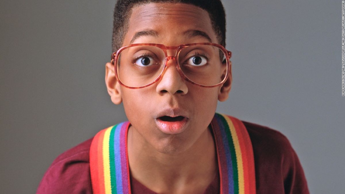 Steve Urkel wears oversized nerd glasses