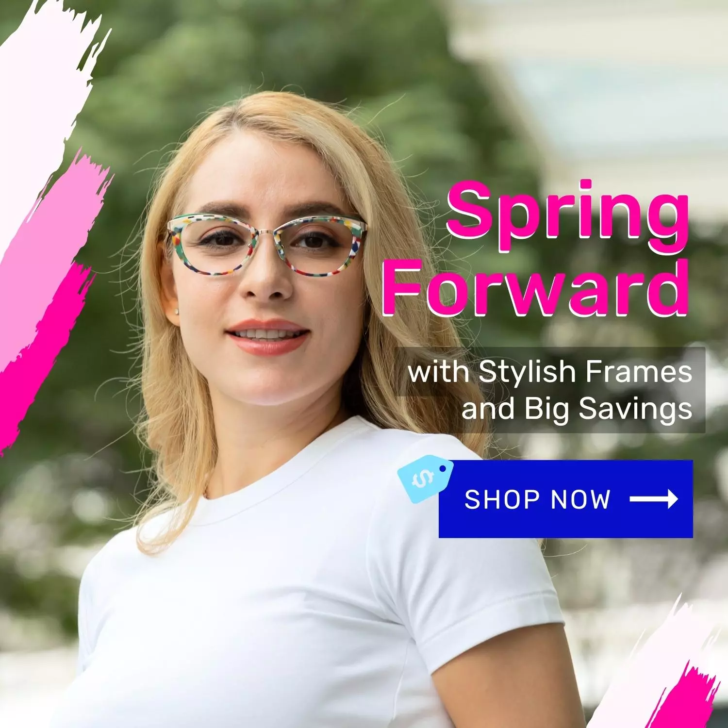 woman wear mouqy glasses frames for the spring season